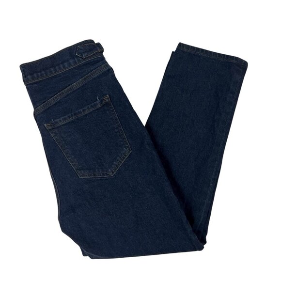 Express Super High Rise Mom Jeans Size 6 Side Tab Buckle Horsebit Dark Wash 5792 - Picture 3 of 11